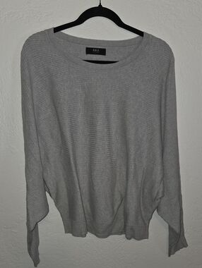 ABLE Light Gray Ribbed Knit Dolman Sleeve Pullover